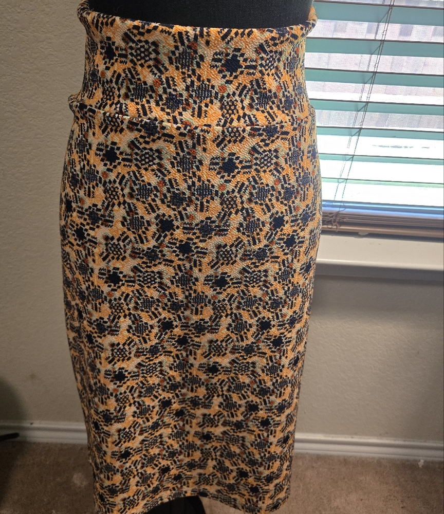 LuLaRoe Women's Pencil Skirt - Black and Orange Pattern